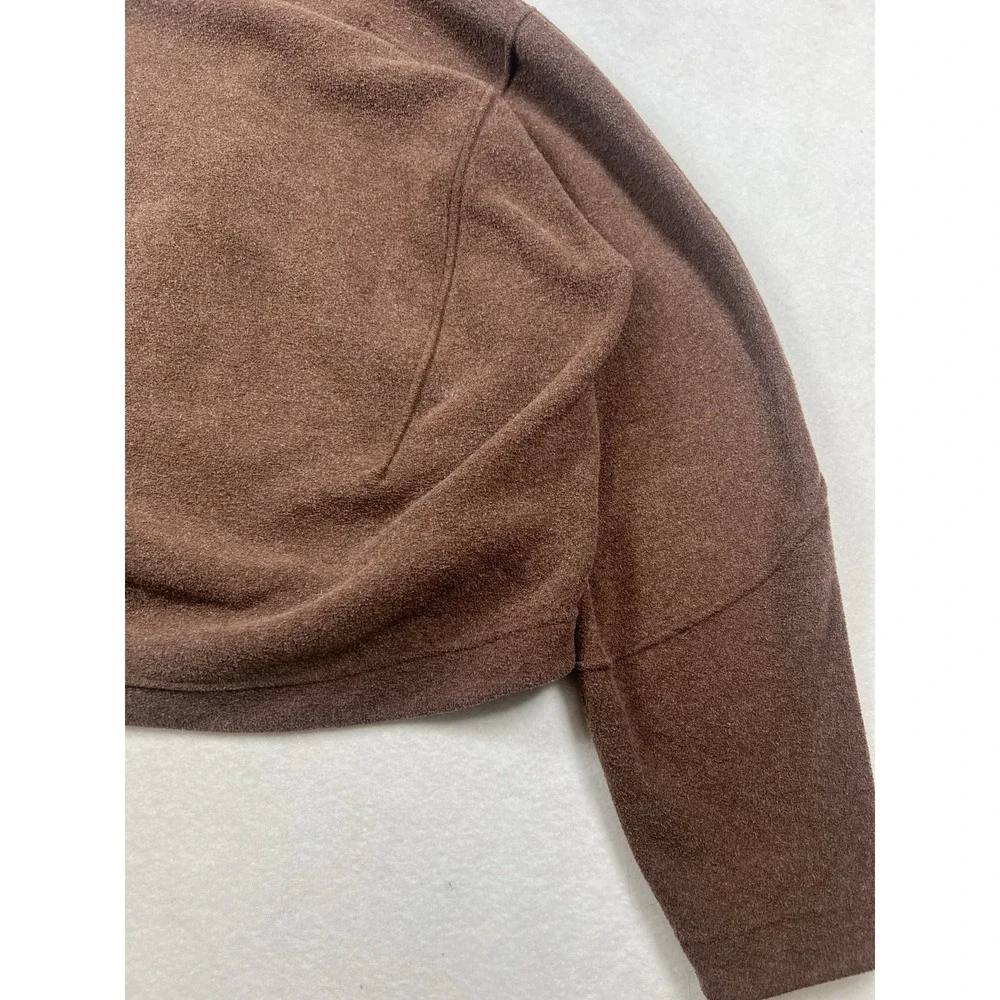 Lululemon Looped Terry Fleece Half-Zip Hoodie Sweatshirt Womens Sz 4 Java Active - Picture 9 of 12
